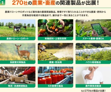 1. 270社の農業･畜産の関連製品が出展！
