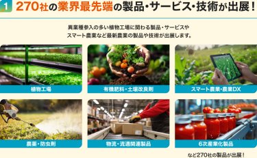 1. 270社の業界最先端の製品・サービス・技術が出展！