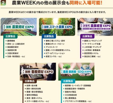農業WEEK内の他の展示会も同時に入場可能！