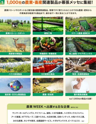 1,000社の農業･畜産関連製品が幕張メッセに集結！